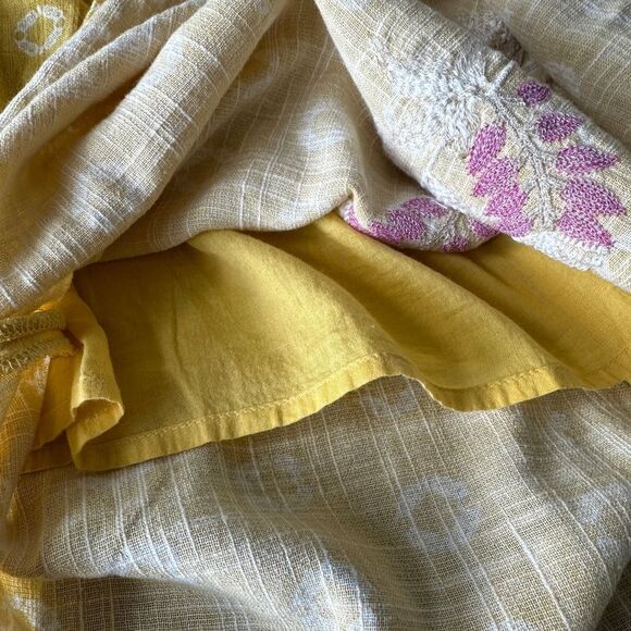 NWT Charter Club 100% Cotton Maxi Kaftan Swim Coverup Dress Yellow Pink White XS - Picture 13 of 15